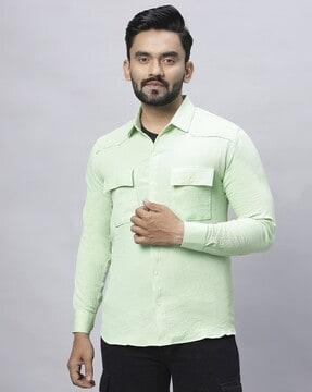 men regular fit shirt with flap pockets