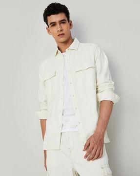 men regular fit shirt with flap pockets