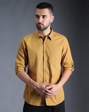 men regular fit shirt with full sleeves