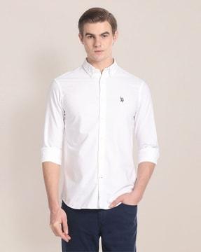 men regular fit shirt with logo embroidery