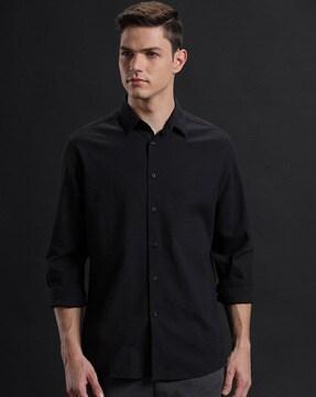 men regular fit shirt with logo embroidery