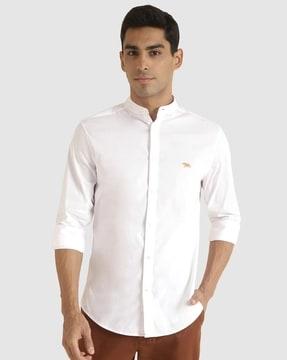 men regular fit shirt with mandarin collar