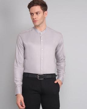 men regular fit shirt with mandarin collar