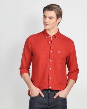 men regular fit shirt with patch pocket