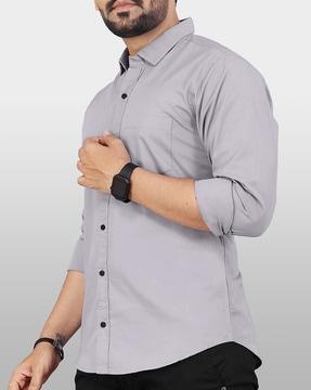 men regular fit shirt with patch pocket