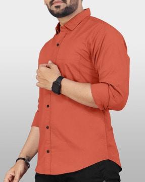 men regular fit shirt with patch pocket