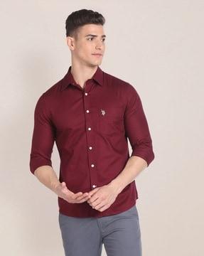 men regular fit shirt with patch pocket