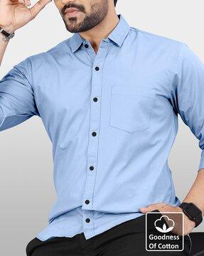 men regular fit shirt with patch pocket