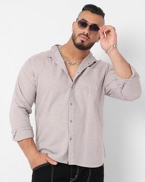 men regular fit shirt with patch-pocket