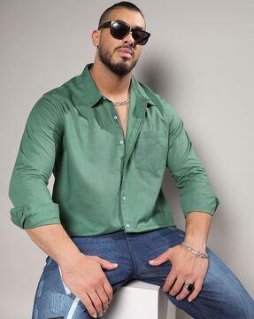 men regular fit shirt with patch-pocket