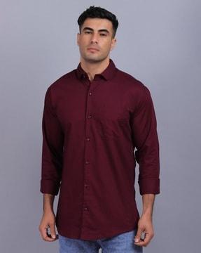 men regular fit shirt with patch pocket