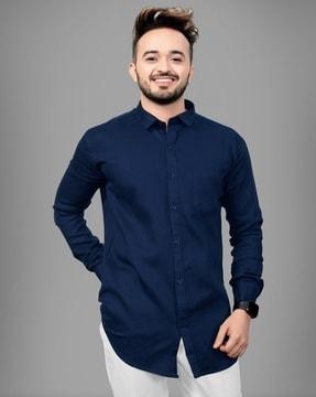 men regular fit shirt with patch pocket