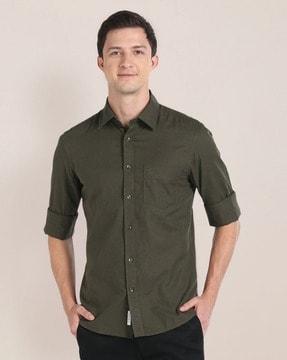 men regular fit shirt with patch pocket