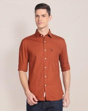 men regular fit shirt with patch pocket