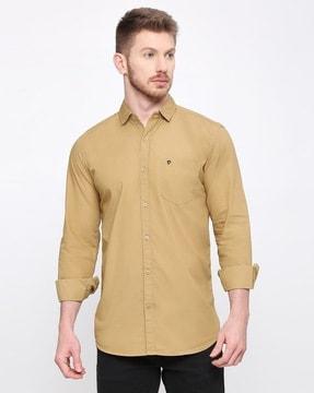 men regular fit shirt with patch-pocket