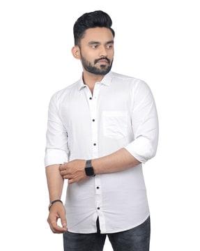 men regular fit shirt with patch pocket