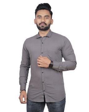 men regular fit shirt with patch pocket