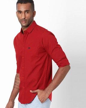 men regular fit shirt with patch pocket