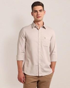 men regular fit shirt with patch pocket