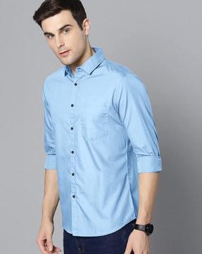 men regular fit shirt with patch pocket