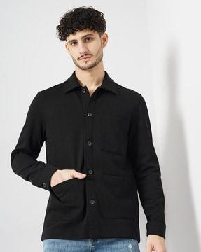 men regular fit shirt with patch pockets