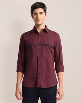 men regular fit shirt with placement stripes