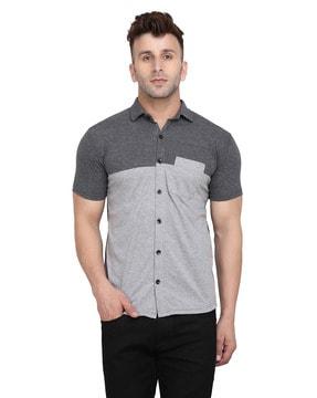 men regular fit shirt with spread collar