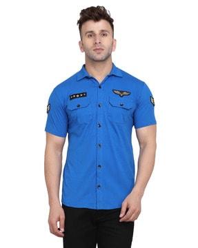 men regular fit shirt with spread collar