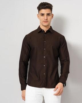 men regular fit shirt with spread collar