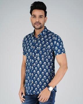 men regular fit shirt with spread collar