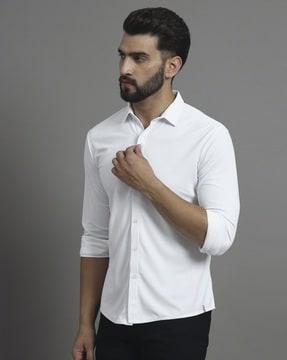 men regular fit shirt with spread-collar