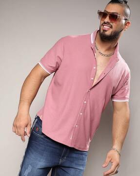 men regular fit shirt with spread collar