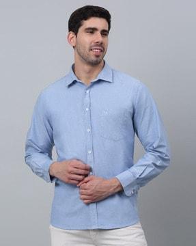 men regular fit shirt with spread collar