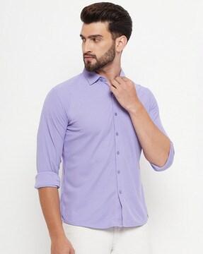 men regular fit shirt with spread collar