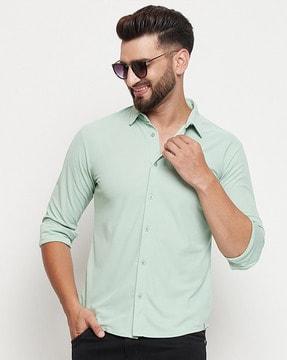 men regular fit shirt with spread collar