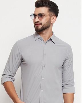 men regular fit shirt with spread collar