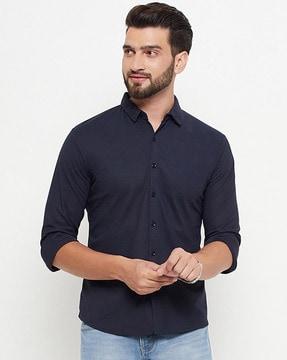 men regular fit shirt with spread collar