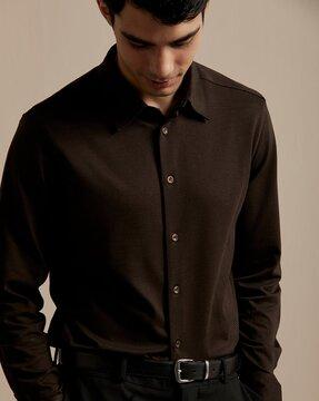 men regular fit shirt with spread collar