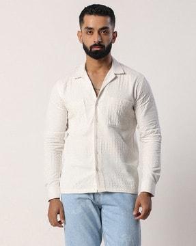 men regular fit shirt with spread collar