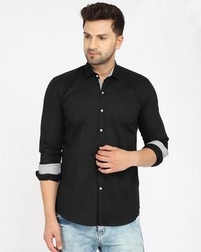 men regular fit shirt with spread collar