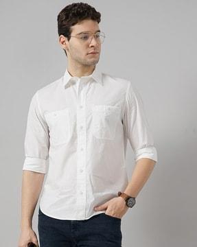 men regular fit shirt with spread collar