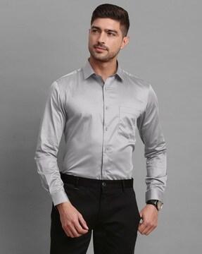 men regular fit shirt with spread-collar