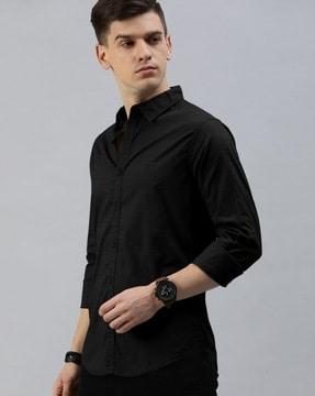 men regular fit shirt with spread collar