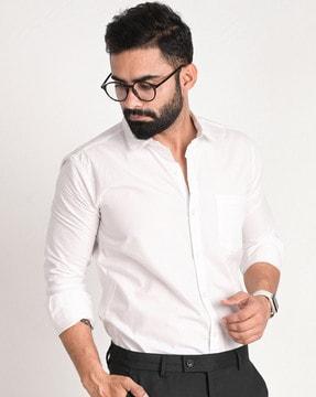 men regular fit shirt with spread collar