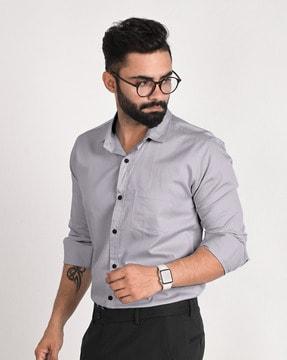 men regular fit shirt with spread collar