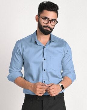 men regular fit shirt with spread collar