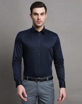 men regular fit shirt with spread collar