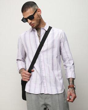 men regular fit shirt with spread collar