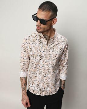 men regular fit shirt with spread collar