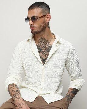 men regular fit shirt with spread collar